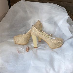 Ivory plat form heels (wedding shoes)